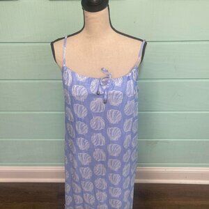 India Boutique Blue Shell Print Boho Slip Dress One Size